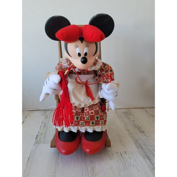 Santa's best 1993 Minnie Mouse knitting rocking chair animated Xmas - Picture 2 of 15